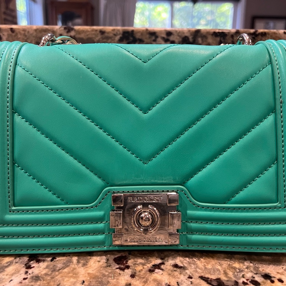 Badgley Mischka Turquoise Quilted Crossbody Bag - Picture 2 of 11
